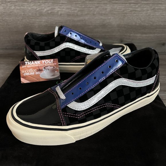 🥳 HP 🥳 Vans Sinner's Club Og Old Skool Lx Black Yellow Size 8.5 Men's NWOB - Picture 1 of 12
